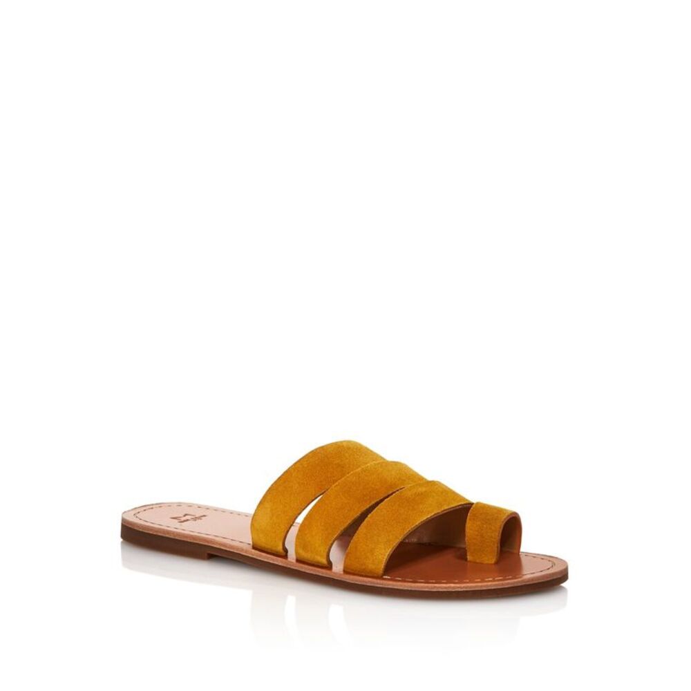 MARC FISHER Womens Brown Rilee Round Toe Slip On Leather Slide Sandals 6.5 M